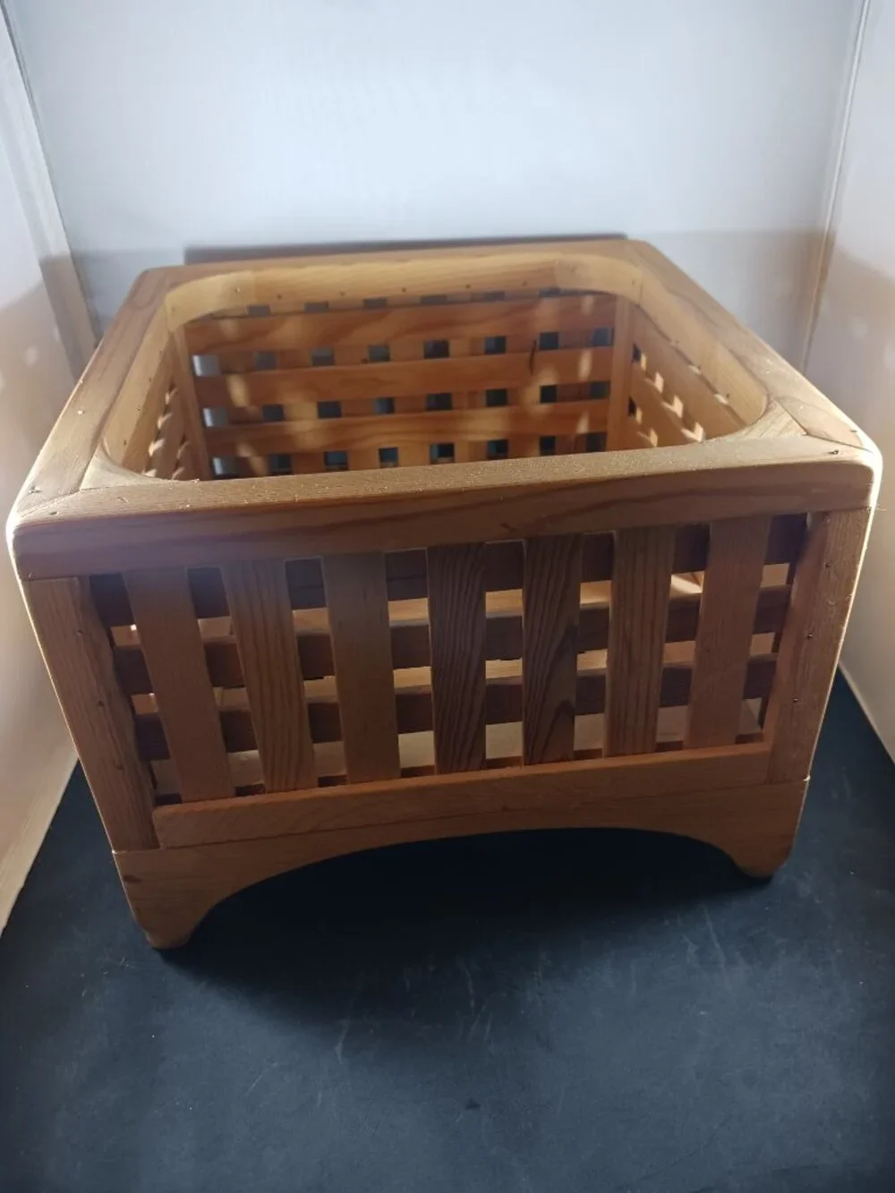 Solid Wood Latticed Design Square Storage Bin/Box 10in x 10in